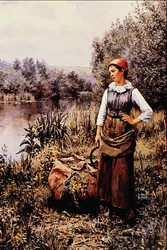 Mädchen an einem Bach